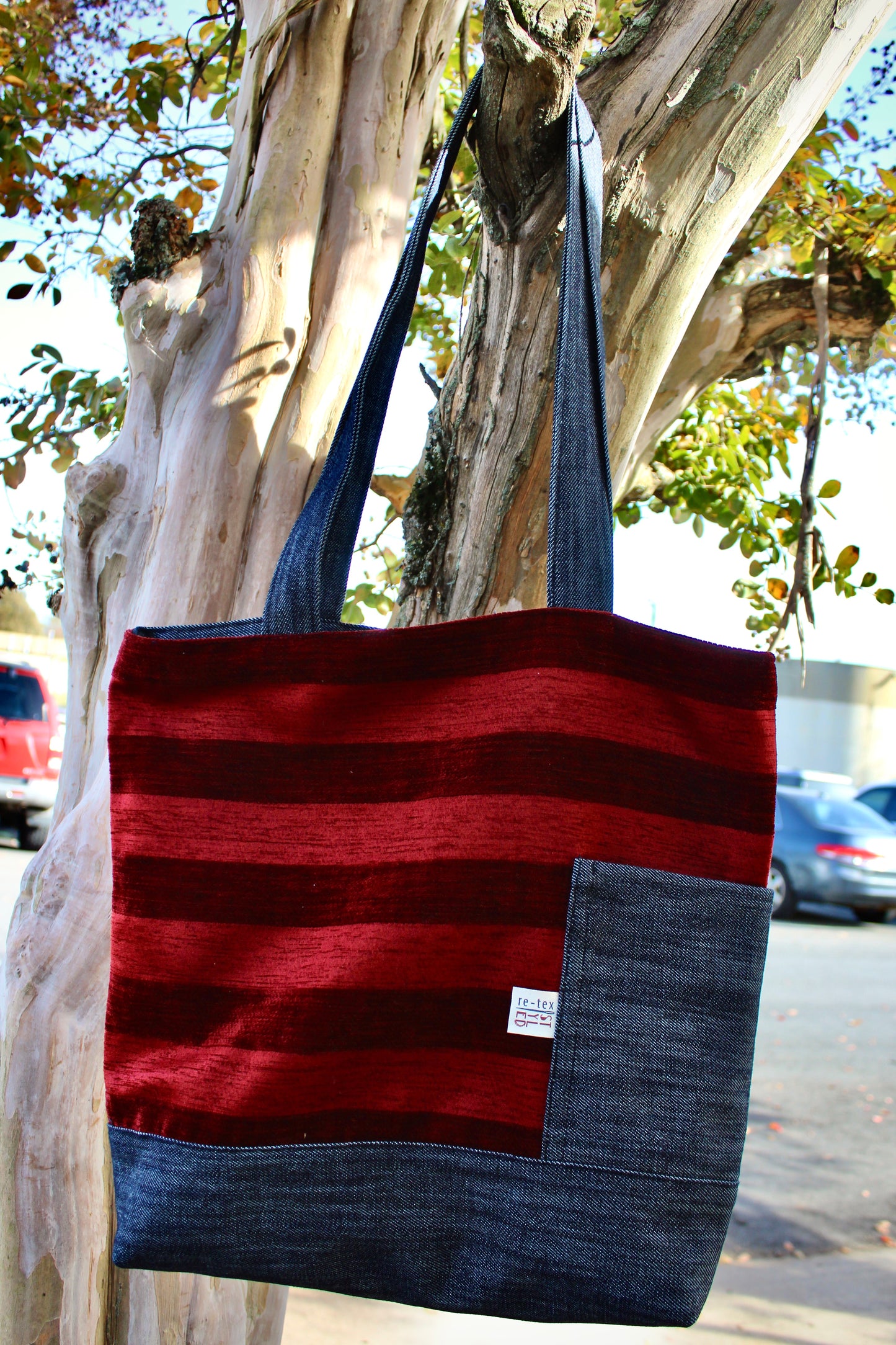 American Red Stripe & Denim Tote