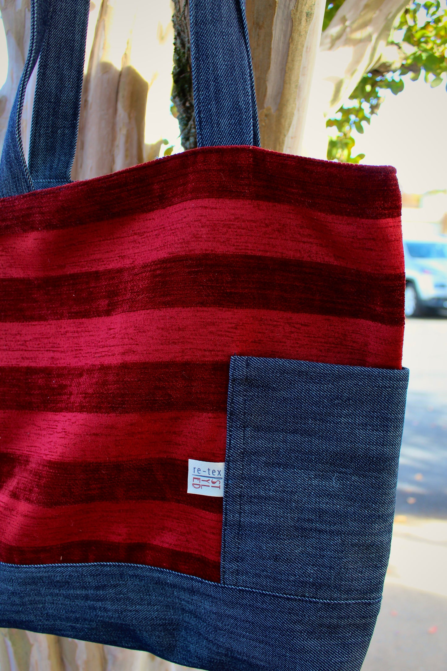 American Red Stripe & Denim Tote