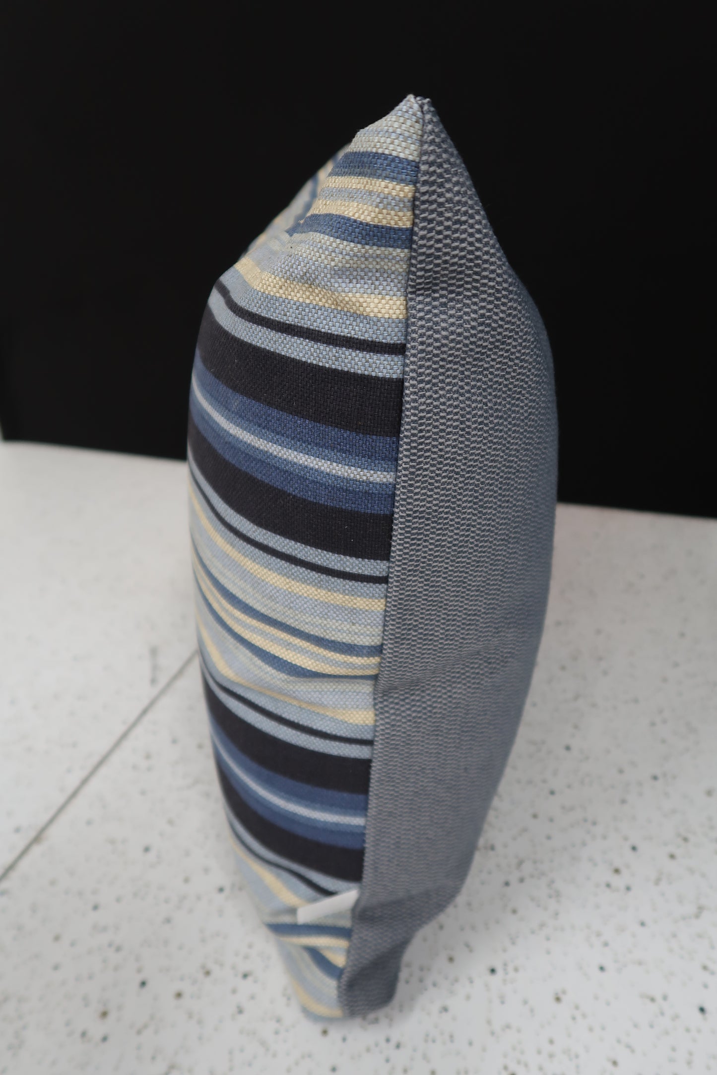 ReTexStyled Patio Pillows Blue Stripe with Gray Backing