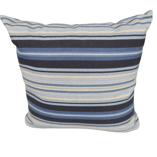 ReTexStyled Patio Pillows Blue Stripe with Gray Backing